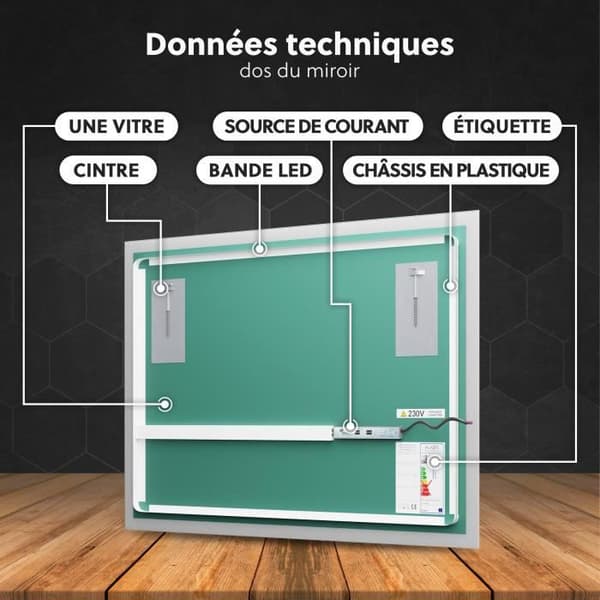 Alasta, LED Spegel med Touch Switch, Lisbona 180x70 cm