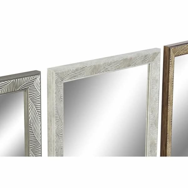 väggspegel 36 x 2 x 95,5 cm naturglas gråbrun vit polystyren tropiska växtblad (4 st