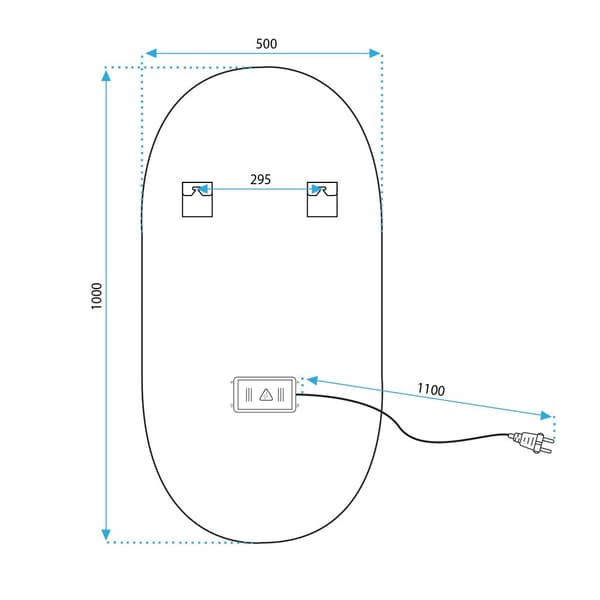 LED-peili OVL kulta 50x100 cm