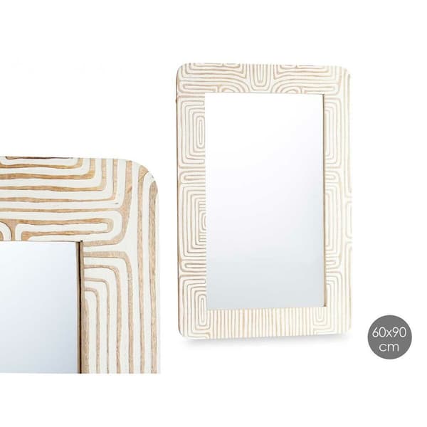 Väggspegel 37 Vit Brun 90 x 60 x 2 cm Rektangulär