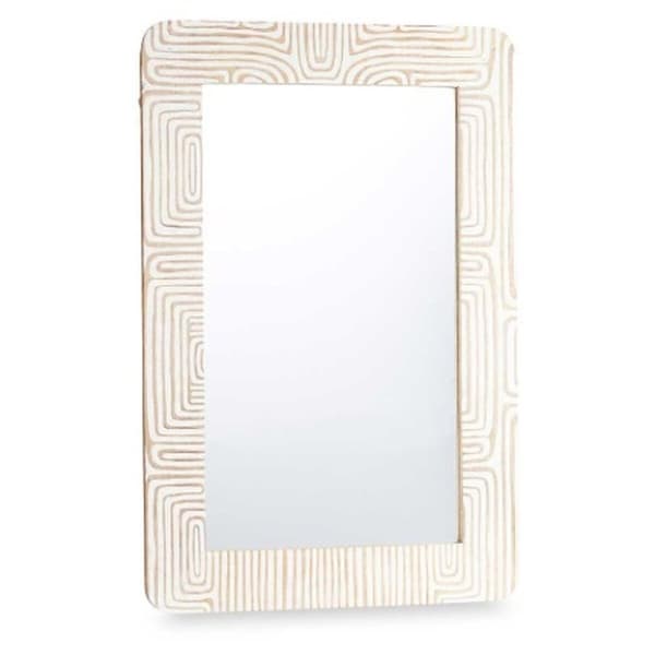 Väggspegel 37 Vit Brun 90 x 60 x 2 cm Rektangulär