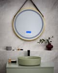 Miniatyrbild 4 av 8: Belyst LED-badrumsspegel Rund 60 x 60 cm Glamour med Bluetooth-högtalare