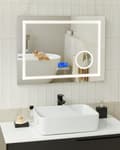 Miniatyrbild 2 av 8: Upplyst LED-badrumsspegel Rektangulär 60 x 80 cm Glamour med Bluetooth-högtalare Förstoringsglas