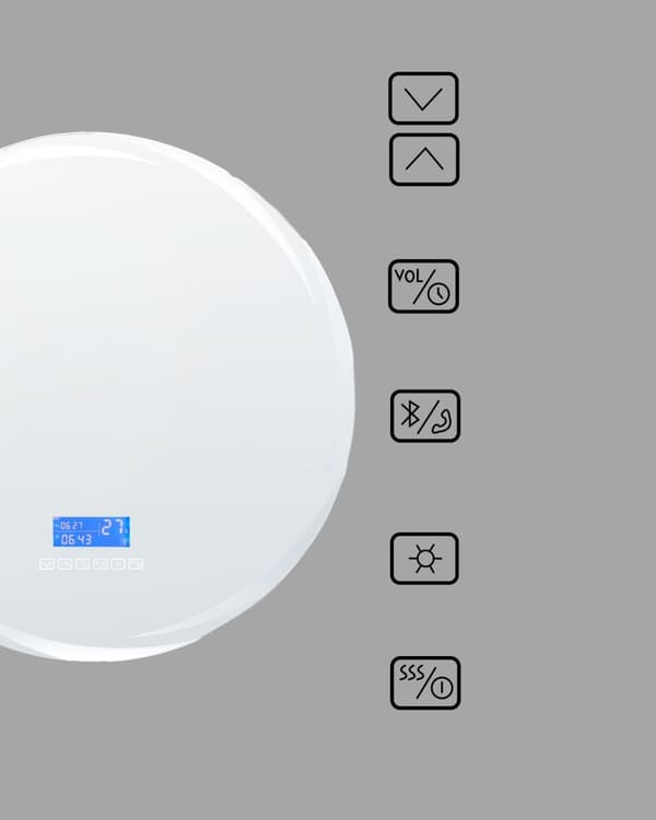 LED væghængt spejl sølv 60 x 60 cm badeværelse moderne design med Bluetooth-højttaler