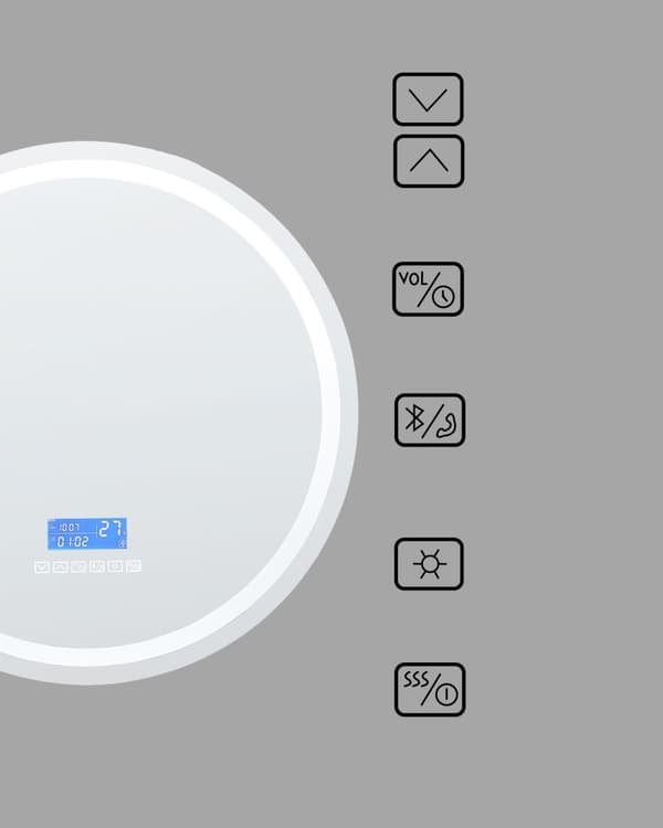 LED væghængt spejl sølv 60 x 60 cm badeværelse moderne design med Bluetooth-højttaler