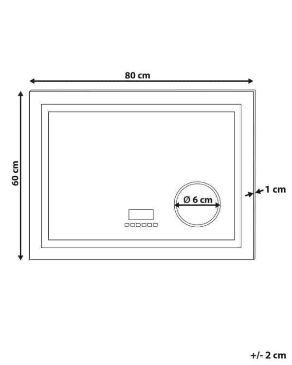 Baderomsspeil med LED-lampe Rektangulært 60 x 80 cm Glamour med Bluetooth-høyttalerforstørrelse Moderne Minimalistisk