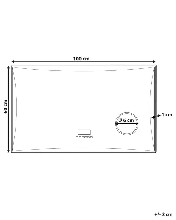 Baderomsspeil med LED-lampe Rektangulært 100 x 60 cm Glamour med Bluetooth-høyttalerforstørrelse