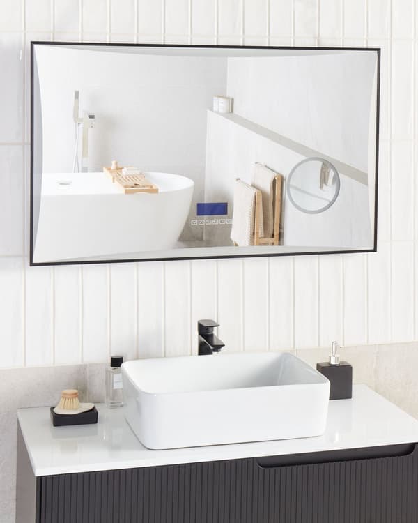 Baderomsspeil med LED-lampe Rektangulært 100 x 60 cm Glamour med Bluetooth-høyttalerforstørrelse