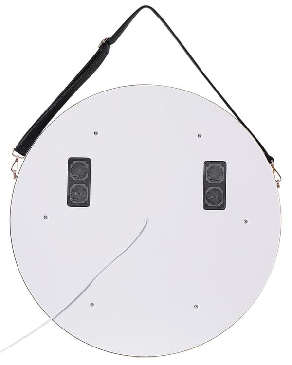 Baderomsspeil med LED-belysning, Rund 60 x 60 cm Glamour med Bluetooth-høyttaler
