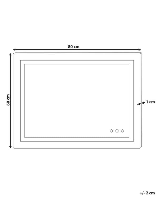 Peili hopea lasi alumiini PVC 80 x 60 cm suorakulmio LED-valo kosketuskytkin huurtumisenesto seinälle kylpyhuoneen