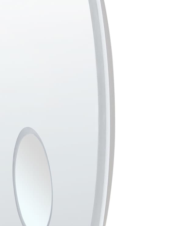 Peili hopea alumiini lasi PVC ⌀ 80 cm pyöreä Bluetooth-kaiuttimella LED-valolla diginäytöllä seinälle kylpyhuoneen