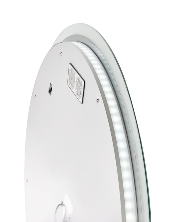 Peili hopea alumiini lasi PVC ⌀ 80 cm pyöreä Bluetooth-kaiuttimella LED-valolla diginäytöllä seinälle kylpyhuoneen