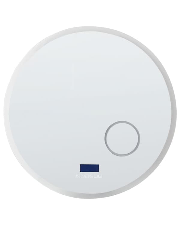 Peili hopea alumiini lasi PVC ⌀ 80 cm pyöreä Bluetooth-kaiuttimella LED-valolla diginäytöllä seinälle kylpyhuoneen
