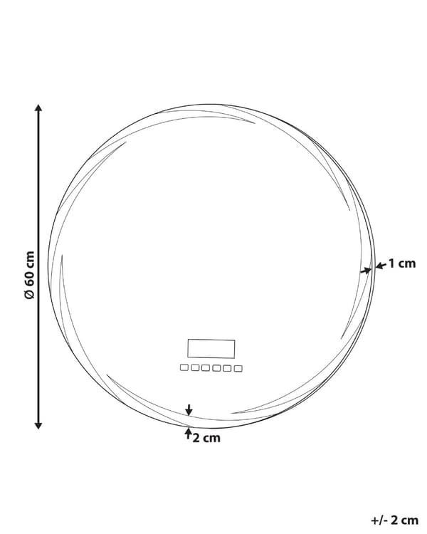 Seinäpeili hopea alumiini lasi PVC ⌀ 60 cm Bluetooth-kaiuttimella LED-valolla diginäytöllä seinälle pyöreä kylpyhuoneen