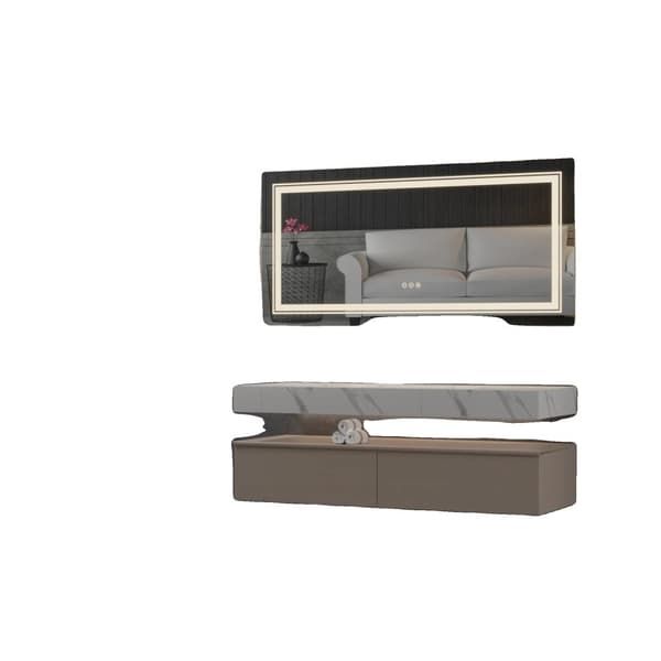 LED Makeup Spejl, Anti-Dug Berøringsføler, Dobbelt Belysning 47x24 Tommer,Sølv