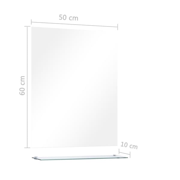 vægspejl med hylde 50 x 60 cm hærdet glas