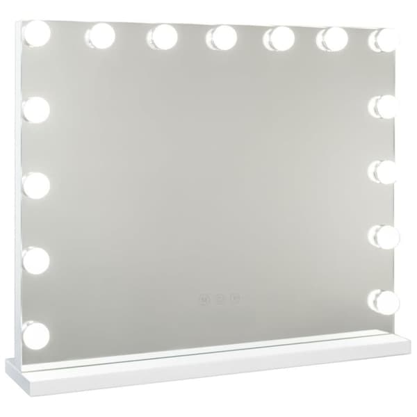 UNIQ XL Hollywood Spegel med 15 LED-lampor och touch-funktion - sminkspegel med belysning - hollywoodspegel UNIQ XL Hollywood Spegel med 15 LED-lampor och touch-funktion - sminkspegel med belysning - hollywoodspegel