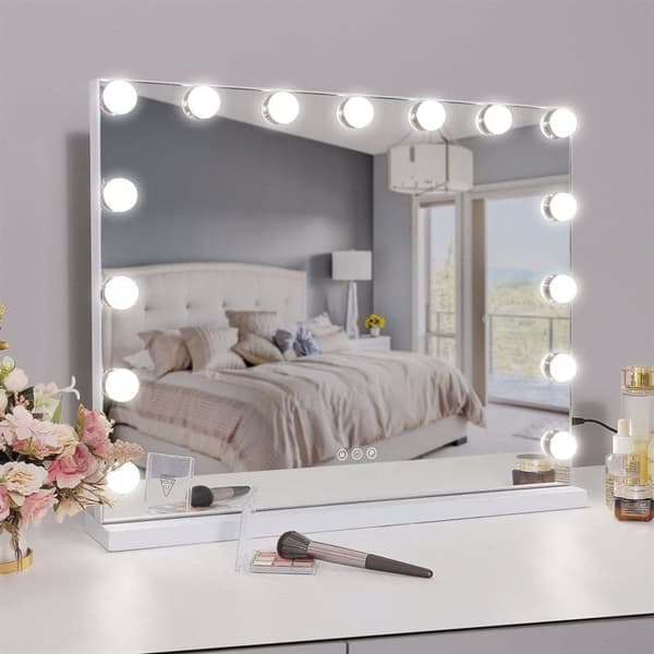 UNIQ Vanity XL Hollywood -peili 15 LED-valolla ja kosketustoiminnolla - Meikkipeili valaistuksella - Hollywood Mirror