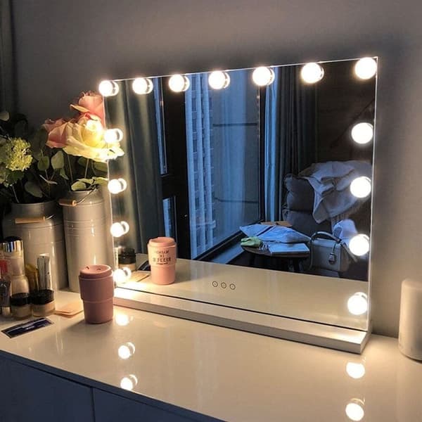 UNIQ Vanity XL Hollywood -peili 15 LED-valolla ja kosketustoiminnolla - Meikkipeili valaistuksella - Hollywood Mirror