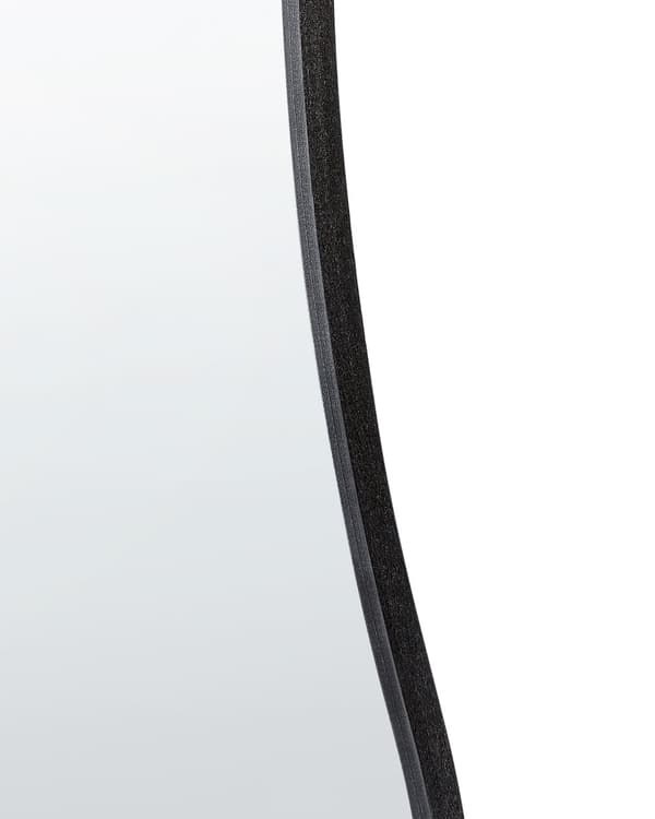 Væghængt spejl sølv metalramme 46 x 76 cm uregelmæssig form hængende moderne design