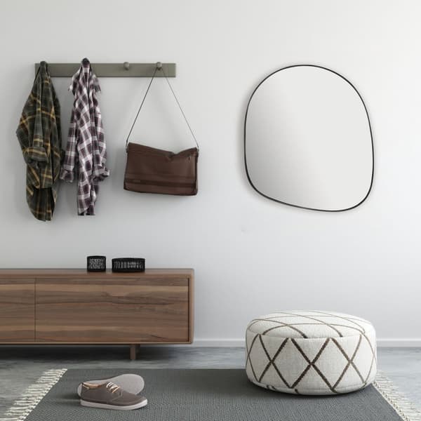 Rootz Asymmetrisk vægspejl - Uregelmæssig form - Unikt design - Håndlavet - 53 cm x 60 cm x 2,5 cm - Sort ramme - Glas/jern - Moderne - Dynamisk