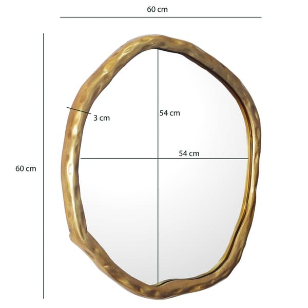 Rootz Unik asymmetrisk väggspegel - Modern spegel - Handgjord - Guldram - 60 cm x 60 cm x 3 cm - Glas och aluminium
