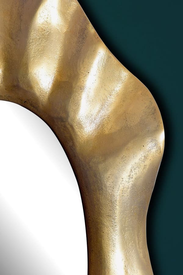 Rootz Modern Wall Mirror - Ovalt spejl - Uformet ramme - Håndlavet - Guldramme - 60cm x 90cm x 5,5cm