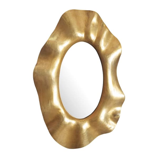 Rootz Modern Wall Mirror - Ovalt spejl - Uformet ramme - Håndlavet - Guldramme - 60cm x 90cm x 5,5cm
