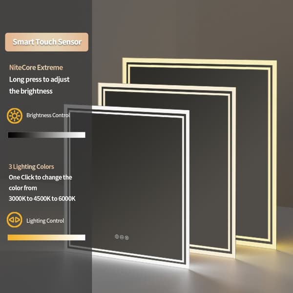 Fyrkantig bakbelyst LED-badrumsspegel, dimbar med anti-imma-funktion, modern aluminiumdesign