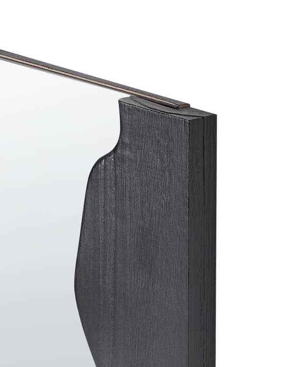 Veggspeil Svart Paulownia Tre Ramme Glass 175 x 75 cm Uregelmessig Dekorativt Veggspeil Moderne Stil