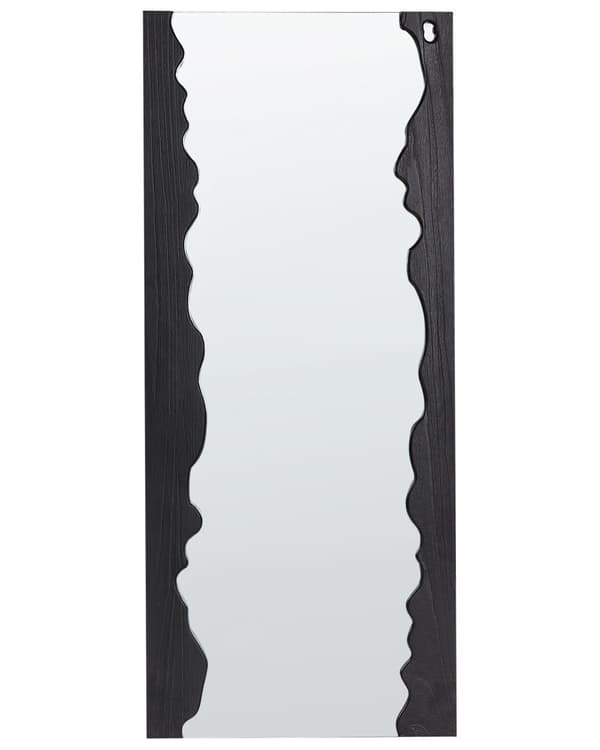 Veggspeil Svart Paulownia Tre Ramme Glass 175 x 75 cm Uregelmessig Dekorativt Veggspeil Moderne Stil