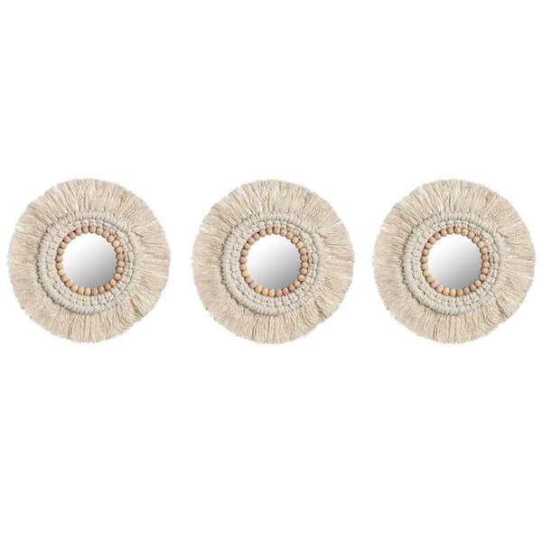 Spegelspel Home ESPRIT Vit Boho 20 x 1 x 20 cm (3 Delar)