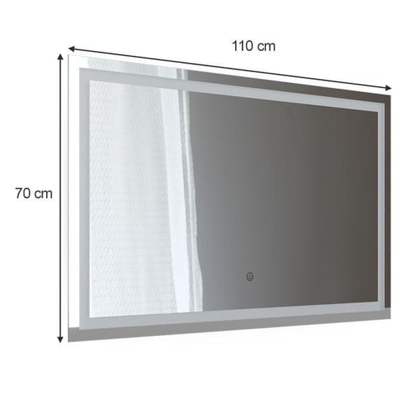 Väggspegel Viola, 2.8x70cm med LED-belysning, Glas, Vicco