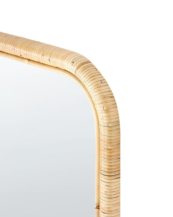 Golvspegel Naturlig Rotting 150x50 cm Rektangulär Boho Stil Vardagsrum Sovrum Hemtillbehör Elegant