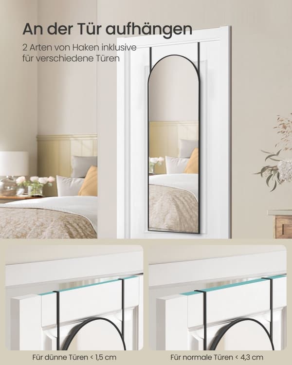 Rootz Full Body Mirror - Gulvspejl - Stående spejl - Hærdet glas - Aluminiumslegering - 120 cm x 40 cm - Letvægts 4,2 kg