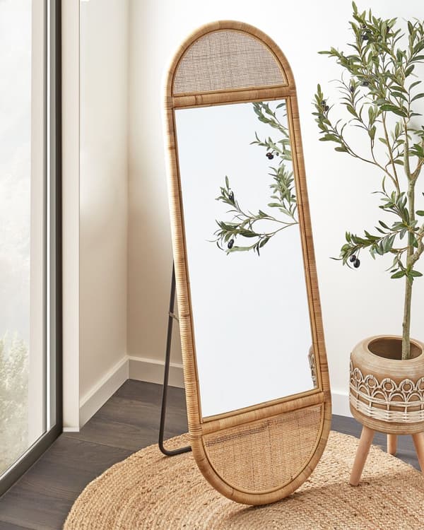 Stående Speil Naturrotting 150x50 cm Chic Oval Boho Stil For Soverom Tilbehør til Hjemmet