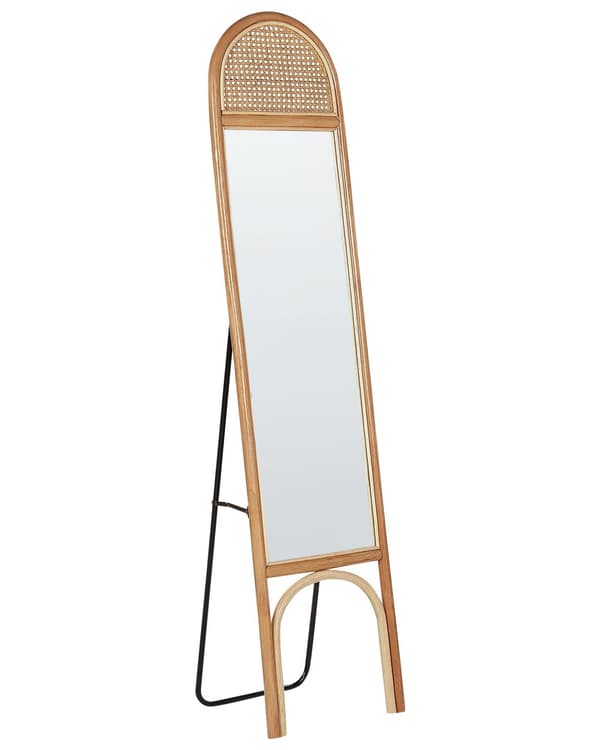 Stående spejl naturligt rattan glas 168 x 41 cm oval form moderne boho stil stue soveværelse