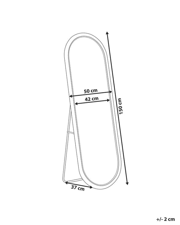 Stående spejl naturligt rattan glas 150 x 50 cm oval form moderne stue stil boho soveværelse