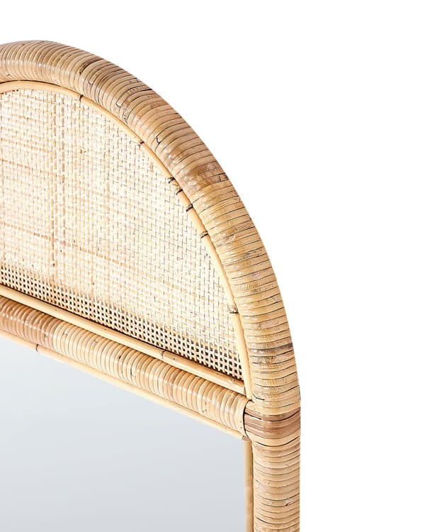 Stående spejl naturligt rattan glas 150 x 50 cm oval form moderne stue stil boho soveværelse