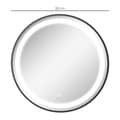Pikkukuva 3 / 10: Rootzin pyöreä kylpyhuonepeili - LED-valaistu meikkipeili - seinään kiinnitettävä meikkipeili - alumiinirunko - 60 cm x 4 cm - musta