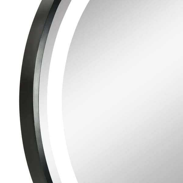 Rootzin pyöreä kylpyhuonepeili - LED-valaistu meikkipeili - seinään kiinnitettävä meikkipeili - alumiinirunko - 60 cm x 4 cm - musta