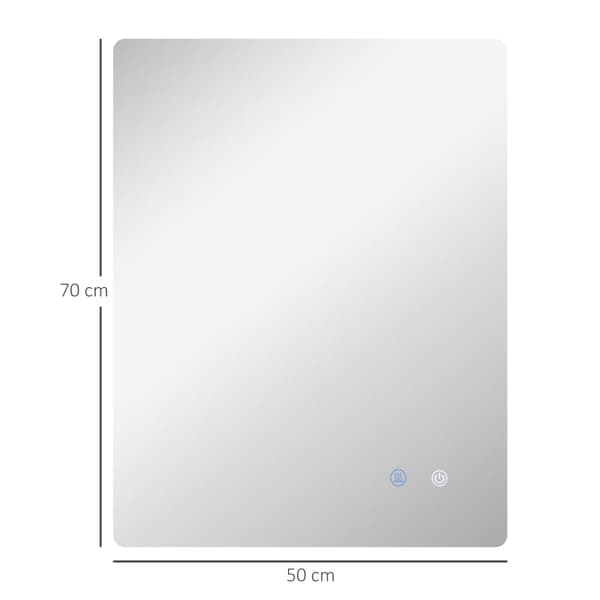 Rootz LED badeværelsessminkespejl - Vægmonteret makeupspejl - Oplyst spejl - Anti-dug - Touch Switch - 70 cm x 50 cm x 3 cm