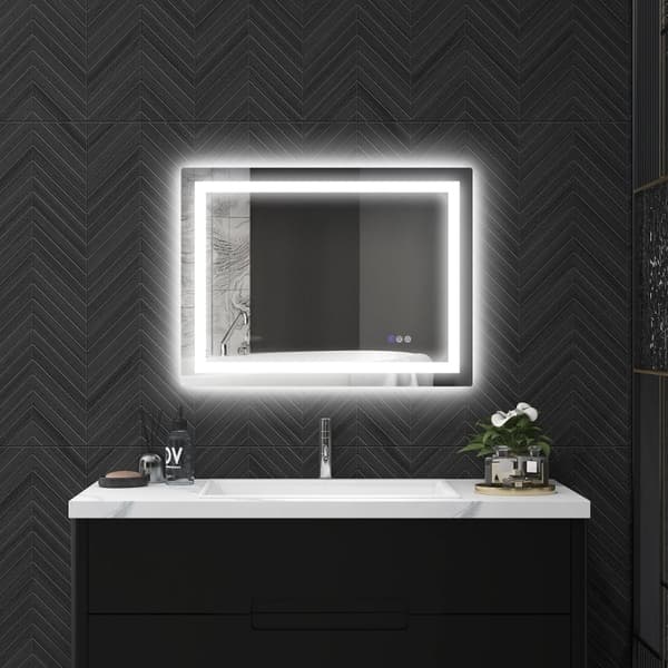 Rootz LED-badrumsspegel - Väggmonterad sminkspegel - Sminkspegel - Justerbar belysning - Anti-dimteknik - 80cm x 60cm x 4cm