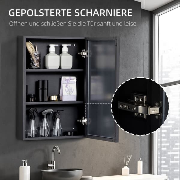 Rootz Spegelskåp - Väggmonterad Organizer - Badrumsförvaring - Utrymmesbesparande - Rostfria gångjärn - Rostfritt stål - 40cm x 12cm x 60cm