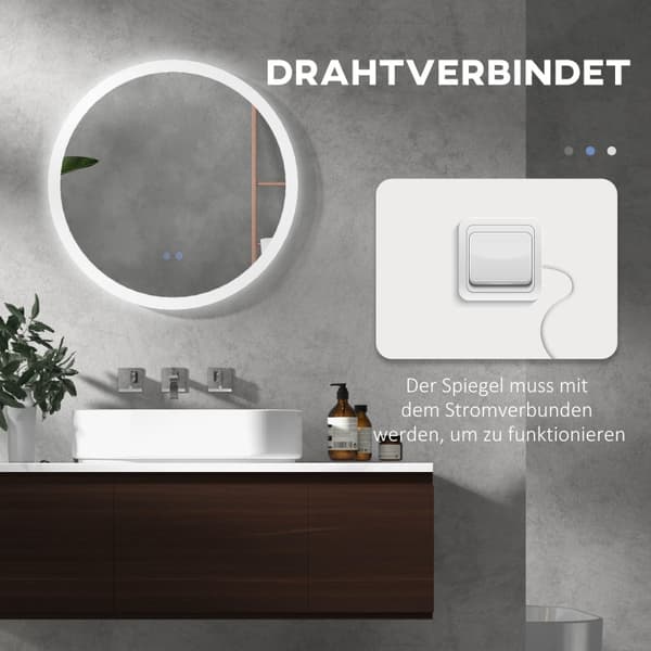 Rootz LED-kylpyhuonepeili - Seinälle kiinnitettävä meikkipeili - Säädettävä kirkkaus - Muistitoiminto - Huurteenpoisto - IP44 - 60cm x 3cm