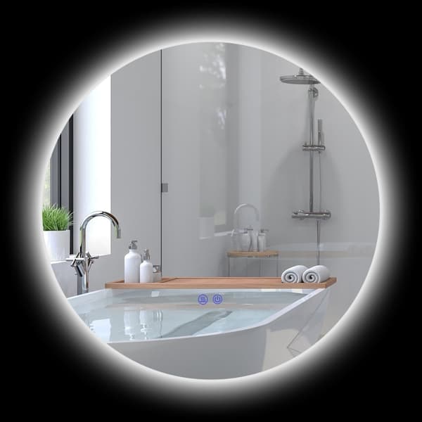 Rootz rundt LED badeværelsesspejl - Vægspejl - Oplyst spejl - Tre farvetilstande - Anti-dug - Touch Switch - Ø 60 cm x 3,5 cm
