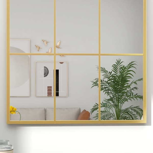 Rootz dekorativt vægspejl - Buet vinduesramme - Stilfuldt vinduesgitter - Lyser rummet op - Nem installation - Holdbar metalramme - 91 cm x 60 cm