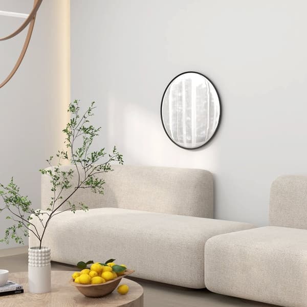 Rootz rundt sort badeværelsesspejl - Vægmonteret makeupspejl - Indretning til hjemmet - aluminiumsramme - Ø61cm x 10mm - Ideel gave til enhver lejligh