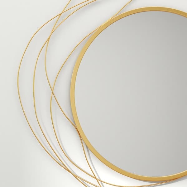 Rootz Rundt spejl Vægdekor - Dekorativt spejl - Metalrammespejl - Tykt glas - Nem montering - Guld - Ø65cm x 1cm