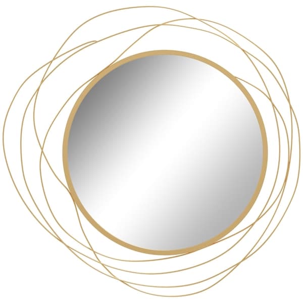 Rootz Rundt spejl Vægdekor - Dekorativt spejl - Metalrammespejl - Tykt glas - Nem montering - Guld - Ø65cm x 1cm